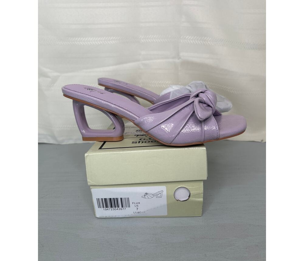 GC Shoes Flux Bow Slide Sandal Lilac Block Heel Womens Size 7